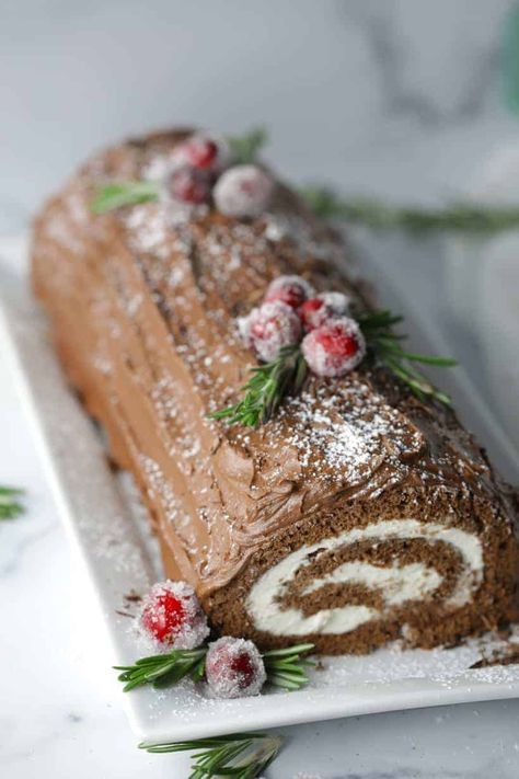 Yule Log Cake Decoration, Log Cake Recipe, Chocolate Yule Log Recipe, Yule Log Cake Recipe, Pumpkin Spice Pecans, Yule Log Recipe, Yule Logs, Christmas Yule Log, Yule Log Cake