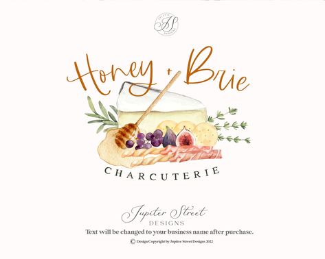 "Honey and Cheese logo.  Perfect for a charcuterie business!  You will get the exact design you see on the listing. Only the text will change. THE PROCESS AFTER PURCHASE ------------------------------------------------- * I WILL CUSTOMIZE THE LOGO with your business name. * I will send you a PROOF for APPROVAL on the spelling of the business name, here on ETSY. * After approval, l will send the files to your EMAIL. I need your approval on spelling before I can email any files over. No files will Charcuterie Business Names Ideas, Charcuterie Board Business Names, Charcuterie Logo, Honey And Cheese, Logo Honey, Cheese Logo, Charcuterie Business, Herb Logo, Honey Logo