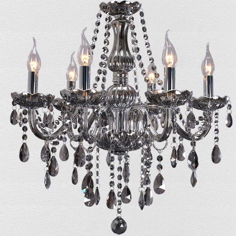 Grey crystal chandelier Gothic Room Ideas, Small Chandelier Bedroom, Grey Chandelier, Minimalist Lamps, Gray Minimalist, Chandelier Lamps, Gothic Room, Dining Room Chandeliers, Chandelier Dining Room