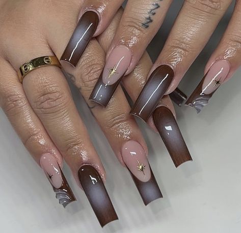 Nails for fall brown nails beautiful nails square nails nail inspiration nail inspo trendy nails nail inspiration for nails Brown Acrylic Nails, Nagel Tips, Easy Nails, Girly Acrylic Nails, Unique Acrylic Nails, Nail Swag, Brown Nails, Square Acrylic Nails, Nail Art Hacks