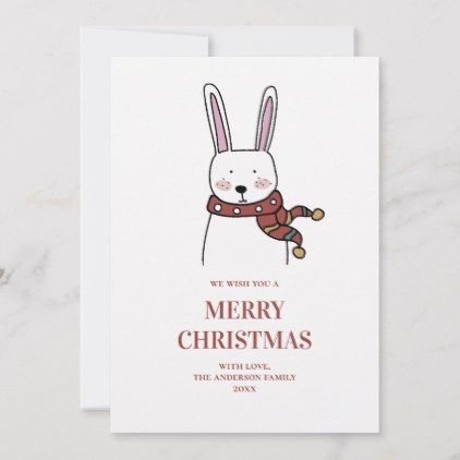 Pet Holiday Cards, Funny Xmas Cards, Winter Rabbit, Merry Christmas Cute, Rabbit Christmas, Rabbit Animal, Modern Christmas Cards, Funny Photoshop, Rabbit Illustration