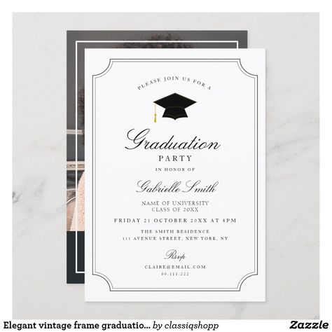 Graduation Invitation Cards, Graduation Party Invitation, Diary Book, Graduation Invitation, Class Of 2020, Vintage Frame, Graduation Party Invitations, Colored Envelopes, Create Your Own Invitations