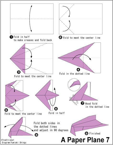 Origami Paper Plane 7 Paper Airplane Steps, Paper Airplane Folding, Origami Paper Plane, Origami Plane, Origami Airplane, Make A Paper Airplane, Origami Star Box, Airplane Crafts, Origami For Beginners