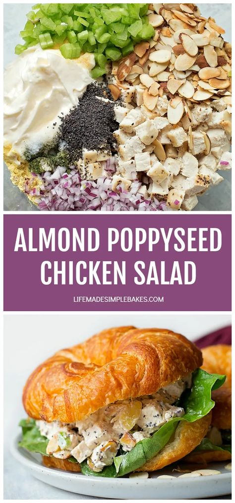 Chicken Salad Sandwiches, Creamy Chicken Pot Pie, Poppy Seed Chicken, Life Made Simple, Almond Chicken, Poppy Seed Dressing, Salad Wraps, Chicken Salad Sandwich, Healthy Sandwiches