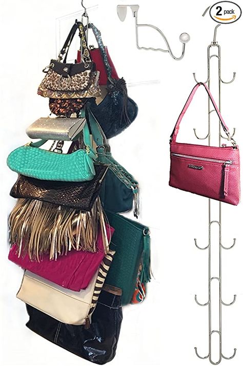 Over Door Hanging Purse Storage Organizer - Purse Hanger for Closet Heavy Duty Chrome, Holds 50lbs, Swivels for Easy Access; Purses, Handbags, Crossovers, Backpacks,12 Hooks : Arts, Crafts & Sewing Purse Rack, Store Purses, Boot Hanger, Organiser Son Dressing, Hanging Purses, Handbag Holder, Organizer Purse, Purse Storage, Purse Hanger