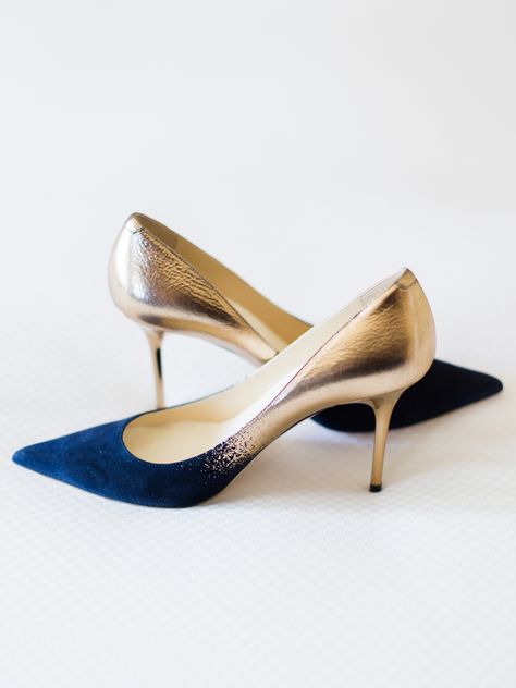 Gold and Navy Jimmy Choo Heels Prom Dress With Gold, Gold Prom Shoes, Navy Prom Dress, Gold Glitter Shoes, Trending Womens Shoes, Blue Wedding Shoes, Wedding Shoes Lace, Prom Heels, Jimmy Choo Heels