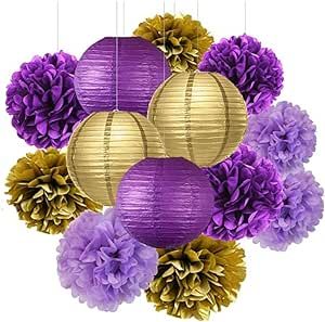 Graduation Decorations Purple Gold 2023 Furuix Purple Gold Birthday Party DecorationsGold/Purple Paper Lanterns Purple Birthday/Baby Shower/Bridal Shower/Wedding Decorations/LSU Decorations Purple Gold Party Decorations, Goose Birthday, Purple Lantern, Purple Birthday Party, Festive Party Decorations, Purple Tissue Paper, Girls Party Decorations, Gold Party Decorations, Baby Shower Girl