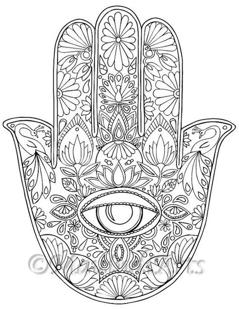 Eye Coloring Pages, Adult Colouring Pages, Adult Coloring Book Pages, Seeing Eye, All Seeing Eye, All Seeing, Mandala Coloring Pages, Mandala Coloring, Hamsa Hand