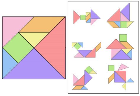 tangram à imprimer Tangram Patterns, Online Preschool, Tangram Puzzles, Preschool Art Projects, Learning Shapes, Paper Games, English Lessons For Kids, Math Activities Preschool, Presents For Kids