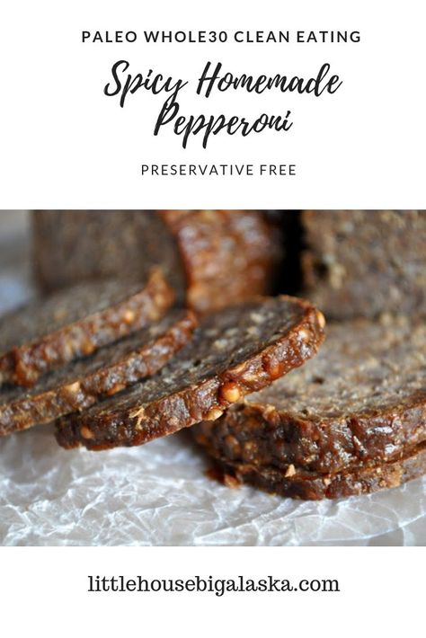 This Spicy Pepperoni Recipe is paleo, whole30 and low carb friendly. Try making my homemade pepperoni recipe and you'll be surprised at how easy uncured pepperoni at home can be! #whole30 #paleo #lowcarb #homemadepepperoni #pepperonirecipe #spicypepperoni #spicypepperonirecipe via @LttlHouseBigAK Pepperoni Recipe, Deli Meat Recipes, Alaskan Food, Curing Meat, Beef Pepperoni, Homemade Pepperoni, Meat Curing, Homemade Chorizo, Pepperoni Recipes