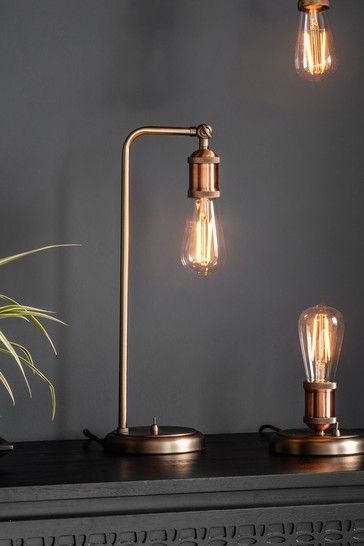 Industrial Table Lamps, Copper Home Accessories, Copper Bedroom, Loft Inspiration, Copper Table Lamp, Bedside Desk, Copper Table, Industrial Table Lamp, Copper Decor