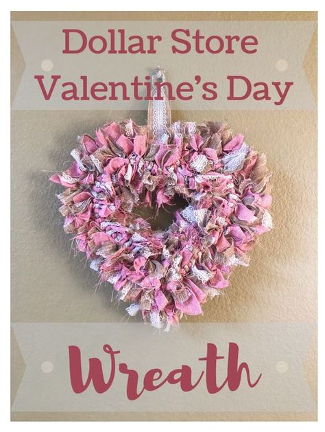 Dollar Store Valentines, Fabric Wreaths, Saint Valentin Diy, Valentine Wreath Diy, Valentines Bricolage, Tissue Paper Tassel, Valentine's Day Wreath, Diy Valentines Decorations, Valentines Decor