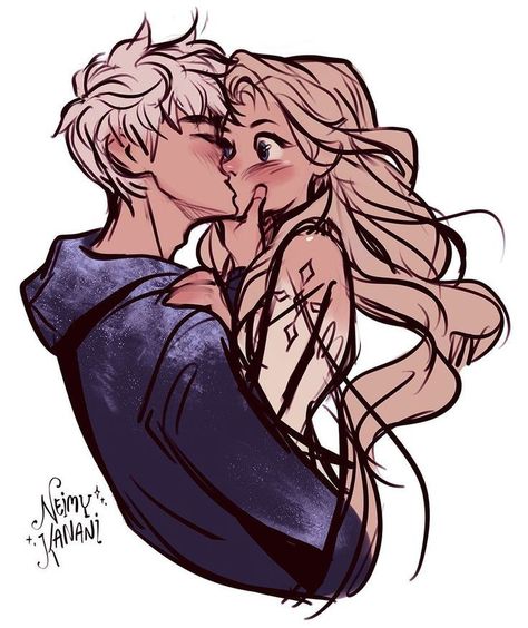 Jack Frost And Elsa Fan Art Kiss, Jack Frost X Elsa Fan Art, Jack And Elsa Fan Art, Elsa And Jack Frost Kiss, Jack Frost And Elsa Fan Art, Jelsa Fanart Cute, Elsa X Jack Frost, Jack X Elsa, Jelsa Fanart