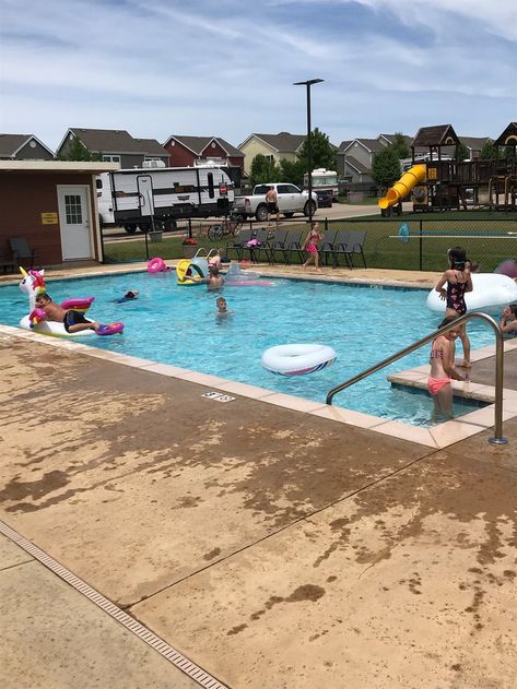 The community pool is a great way for the kids to enjoy the water while actually not having to be on the lake. Cluster Homes, Luxury Rv Resorts, Resort Cabins, Pool Party Kids, Life After College, Homes Ideas, Monkey Island, Luxury Rv, Rv Resort