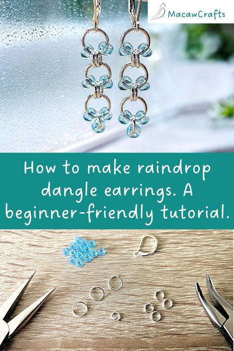 How to Make Raindrop Earrings with Seed Beads and Jump Rings Earring Making Tutorials, Chainmail Patterns, Raindrop Earrings, Diy Jewellery Making, Making Jewelry For Beginners, Earrings Tutorial, Jewelry Making Earrings, Jewelry Pliers, Diy Craft Tutorials