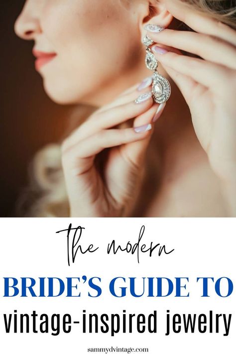 You don’t have to reinvent the wheel when it comes to choosing bridal jewelry. Trends may come and go, but vintage is definitely here to stay. Based on the traditional four must-have elements for every bride on her wedding day, here’s some inspiration to bear in mind. Vintage Fall Wedding, Old Hollywood Waves, Secondhand Style, Bride Guide, Jewelry Words, Vintage Inspired Jewelry, The Modern Bride, Art Deco Pendant, Vintage Style Jewellery