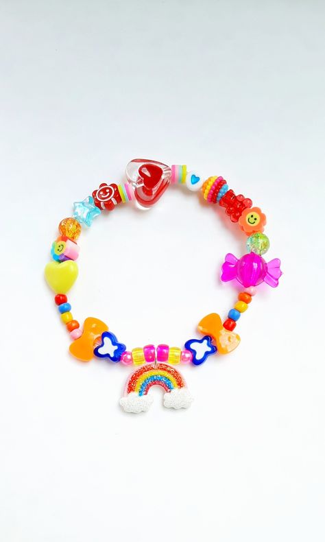 80s Bracelets, Kidcore Bracelet, 80s Kidcore, 2010s Childhood, Kidcore Accessories, Kidcore Jewelry, Beads Painting, Kidcore Outfit, 80s Jewelry