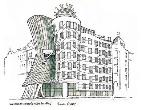 Frank Gehry Famous Building Drawing | Recent Photos The Commons Getty Collection Galleries World Map App ... Frank Gehry Drawings, Famous Buildings Sketches, Famous Building Sketches, Tree Rendering, Frank Gehry Sketch, Buildings Sketch Architecture, Frank Gehry Architecture, Gehry Architecture, Dancing House