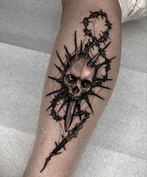 Goth Guy Tattoos, Gothic Forearm Tattoos Men, Steampunk Tattoo Ideas For Men, In This Moment Tattoo, Emo Tattoos For Guys, Gothic Tattoos Men, Dark Tatoos Ideas, Dark Gothic Tattoo Ideas, Dark Skull Tattoo