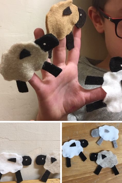 Felt Sheep Finger Puppets | These are super simple and quick to make with the kids - no sewing required! #feltfingerpuppets #sheepcraftsforkids Felt Sheep, Sock Monster, Felt Monster, Sheep Crafts, Felt Finger Puppets, Polymer Clay Kawaii, Softie Pattern, Creation Station, Finger Puppet