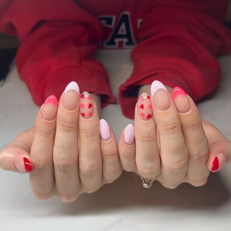 Teen Nails, Valentines Nail, Vday Nails, February Nails, Simple Gel Nails, Summery Nails, Vibrant Nails, Cute Acrylic Nail Designs, Simple Acrylic Nails