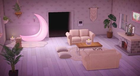 Animal Crossing Pink, Plant Living Room, Acnh Idea, Moon Plant, Moon Chair, Animal Crossing Guide, Acnh Designs, Animal Crossing Qr Codes Clothes, Animal Crossing Wild World