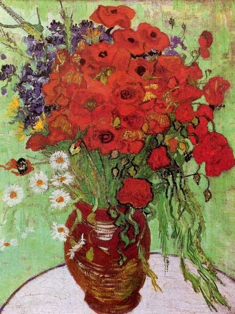 Poppies And Daisies, Van Gogh Wall Art, Romantic Artwork, Arte Van Gogh, Van Gogh Paintings, Van Gogh Art, Impressionist Paintings, Flower Wall Decor, Arte Floral