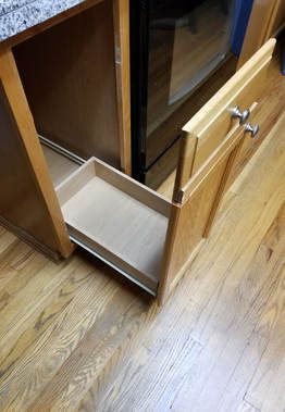 Trash Can Cabinet Pull Out Kitchen Islands, Under Island Trash Can, Trash Can Pull Out, Slide Out Trash Can Cabinet, Garbage Can In Cabinet, Kitchen Pull Out Trash Can, Pullout Trash Cabinet Diy, Diy Slide Out Trash Can, Slide Out Trash Can Cabinet Diy