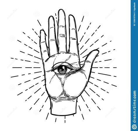 Vintage Hands With All Seeing Eye. Hand Drawn Sketchy Illustration With Mystic And Occult Hand Drawn Symbols. Palmistry Concept. Stock Vector - Illustration of drawing, providence: 125615764 Spiritual Drawings, Mystic Illustration, Hand Symbols, Eye Illustration, Psy Art, Hand Sculpture, Seeing Eye, All Seeing Eye, Alien Art