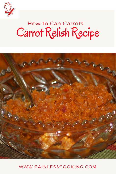 Learn how to can carrots and can this recipe for carrot relish. Boil vinegar, honey, celery seed, mustard seed and salt in a large pot and boil for 10 minutes. Grind onions, carrots, peppers and cabbage and add to boiling vinegar mixture. When all ingredients are combined pour into sterile jars and process in a hot water bath. Carrot Relish Recipe, How To Make Relish, How To Pickle Carrots Canning Recipes, Carrots Canning, Canning Carrots In A Water Bath, Canning Carrots Celery And Onions, Water Bath Carrot Canning, Carrot Relish, Can Carrots