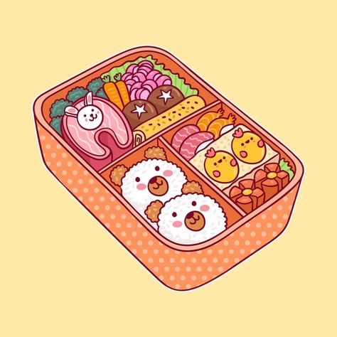 Free Vector | Kawaii bento asian japanese lunchbox Bento Illustration, Bento Japanese, Sweets Art, Cute Bento Boxes, Vegetable Cartoon, Kawaii Bento, 귀여운 음식 그림, Cute Bento, Cute Wallpapers For Ipad