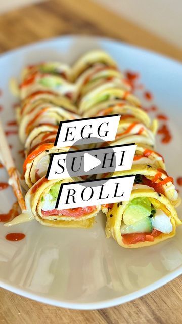 Dina Borshch on Instagram: "Egg Sushi Rolls Recipe✨ Breakfast doesn’t have to be boring! Try making these delicious, low-carb egg sushi rolls that are packed with protein and healthy fats. Enjoy!  Makes 2 servings  4 medium eggs 4 oz alaskan smoked sockeye salmon 1 oz fat cream cheese 1/4 large avocado, cut into 4 slices 1-2 scallion, use green parts About 1/4 English cucumber, cut into sticks Black sesame seeds (optional) Cooking oil  Salt Optional: Kewpie Mayo Sriracha  coconut aminos  1. To a skillet on medium-low heat, add about 1 teaspoon of cooking oil. Beat two eggs and pour into the skillet. Move skillet around to make a crêpe out of the eggs. Sprinkle a little of the black sesame seeds(optional) and season with a pinch of salt. Cook a couple of minutes until the egg set, then flip Egg Sushi Rolls, Sushi Egg Rolls, Sushi Rolls Recipe, Egg Sushi, Breakfast Sushi, Kewpie Mayo, Sushi Roll Recipes, Egg Wrap, Salmon Eggs