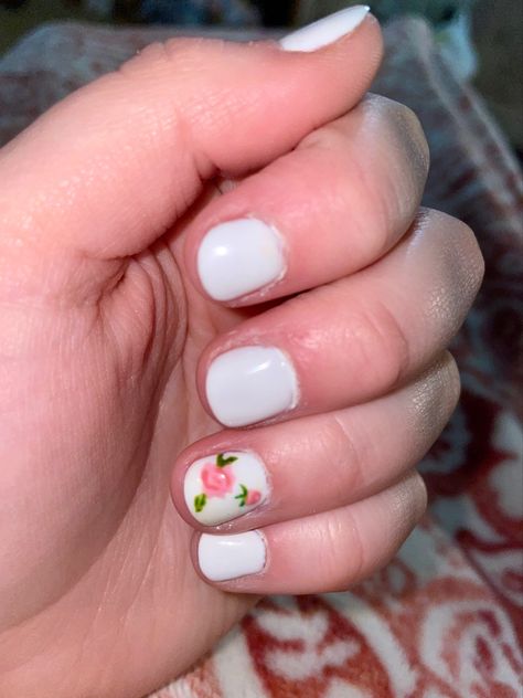 Short natural nails with hand painted pink roses Nails Pink Design, Pink Rose Nails, Short Natural Nails, Real Nails, Painted Shorts, Rose Nails, Pink Design, Short Nails, Natural Nails