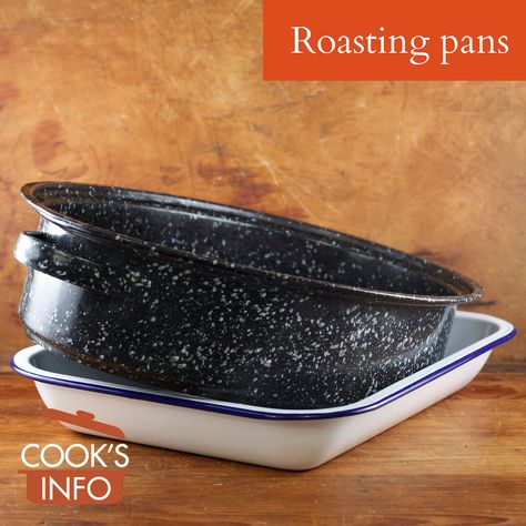 A roasting pan is used for roasting food in. Typically the food is meat such as poultry, beef or pork, but it could also be vegetables. Roast Pan, Pork But, How To Make Gravy, Pan Rack, Pan Sizes, Roasting Pan, Baked Beans, Pot Roast, Cooking Time