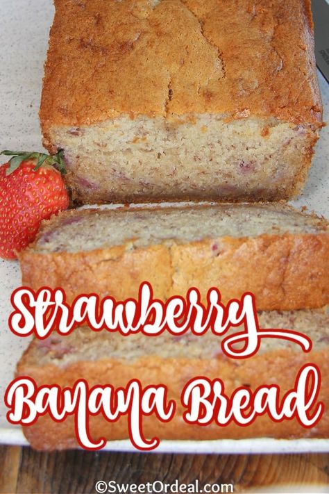 Strawberry Banana Bread is a sweet twist on a traditional recipe. Banana Strawberry Bread, Strawberry Bread Recipes, Strawberry Banana Bread, Bread Banana, Bread Sweet, Strawberry Bread, Easy Banana Bread Recipe, Dried Strawberries, Banana Cream