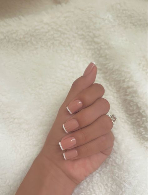 Short white tip square gelx acrylic nails White Tip Nails, Short Square Acrylic Nails, White Tip, White Line, Silver Nails, Square Acrylic Nails, Square Nails, Nice Shorts, White Nails