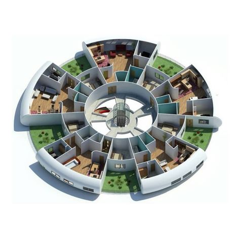 Circular Apartment, Eco Village Community, Circular House, Apartments Architecture, Cabana Ideas, Residential Building Plan, Round House Plans, Isfahan Iran, Circular Buildings