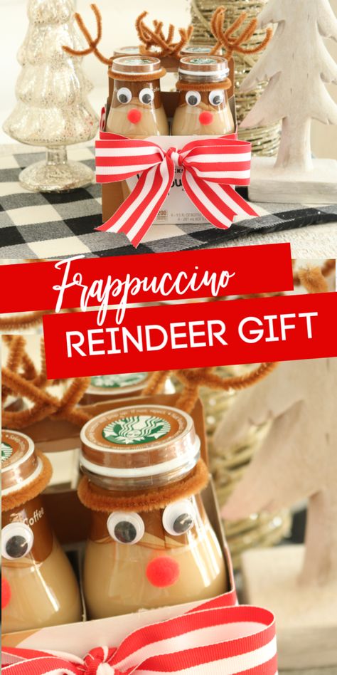 Enjoy this reindeer frappuccino bottles gift idea to give to a friend, coworker, or even a teacher. Here is a super easy diy Christmas gift idea. #christmas #craft #diy #reindeer #diycraft #coworker #teacher #giftidea Diy Christmas Gifts For Friends, Treats Christmas, Frappuccino Bottles, Easy Diy Christmas Gifts, Reindeer Gifts, Cheap Christmas Gifts, Recipes Christmas, Easy Christmas Gifts, Christmas Gifts For Coworkers