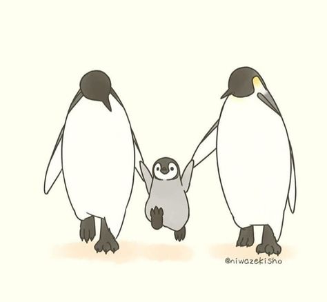 Penguin (credit to niwazekisho ) Drawing Penguin, Penguin Wallpaper, Penguin Tattoo, Penguin Drawing, Penguin Family, Penguin Art, Penguin Love, Family Drawing, Cute Penguins