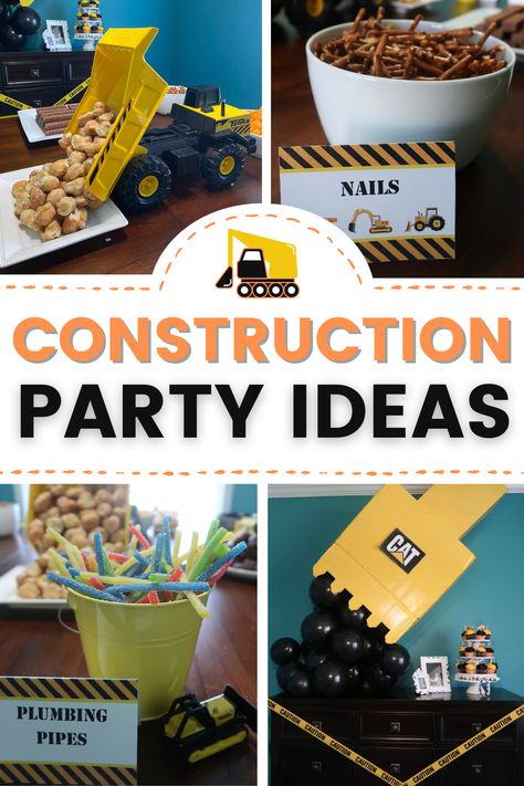 All the details for planning the ultimate construction themed birthday party! Construction party themed food, construction birthday party activities, and even tons of easy construction birthday decorations too! Construction Truck Birthday Party, Construction Party Food, Construction Truck Birthday, Construction Birthday Party Ideas, Truck Birthday Party Ideas, Construction Birthday Party Food, Construction Themed Birthday Party, Construction Party Decorations, Construction Theme Birthday Party