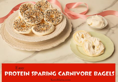 Easy PSMF Carnivore Bagels Carnivore Bagels, Protein Bagel Recipe, Easy Bagel Recipe, Carnivore Snacks, Protein Sparing Modified Fast, Bagel Recipe Easy, Egg White Protein Powder, Maria Mind Body Health, Maria Emmerich