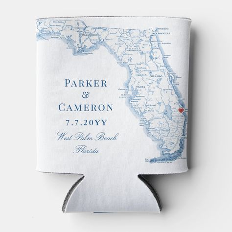 Coozie Wedding Favors, Apopka Florida, Wedding In Florida, Florida Map, Cocoa Beach Florida, Cape Coral Florida, Miami Orlando, Key West Wedding, Elegant Wedding Favors