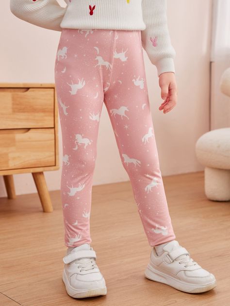 Baby Pink  Collar  Fabric Cartoon Regular Embellished Slight Stretch  Toddler Girls Clothing Toddler Girl Leggings, Galaxy Print Leggings, Toddler Girls Leggings, Girl Leggings, Galaxy Print, Pink Collar, Pink Collars, Print Leggings, Girls Leggings