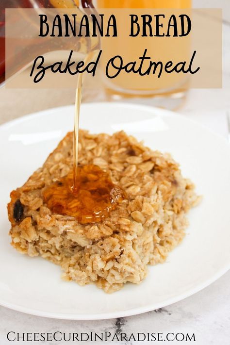 Banana Bread Baked Oatmeal is a naturally sweetened delicious breakfast. Hearty, sweet, and filled with banana flavor. The recipes comes together in under 5 minutes, and it is freezer friendly too!#NationalOatmealMonth #Oatmeal #Breakfast #Banana Low Carb Oatmeal, Banana Bread Baked Oatmeal, Breakfast Banana, Breakfast Bread Recipes, Oatmeal Muffins, Breakfast Toast, Oatmeal Raisin, Banana Flavored, Baked Oatmeal