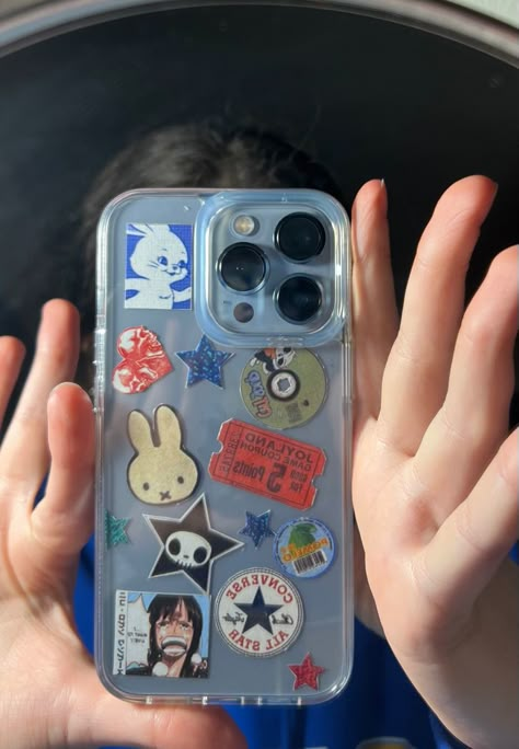 Blue Iphone Case Aesthetic, Clear Phone Case Design, Photo Phone Case, Diy Phone Case Design, Blue Phone Case, Stylish Iphone Cases, Iphone Case Stickers, Kawaii Phone Case, Collage Phone Case