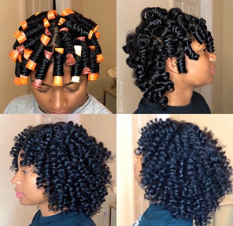 Perm rod set #naturalhair Natural Hair Perm Rods, Roller Set Natural Hair, Hair Doos, Perm Rod Set, Cabello Afro Natural, Hair Colorful, Perm Rods, School Hair, Natural Curls Hairstyles