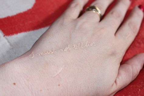 white tattoo - i must not tell lies, from harry potter. <3 I Must Not Tell Lies, Hp Tattoo, Nerd Tattoo, Harry Potter Tattoos, Harry Potter Tattoo, Body Is A Temple, Harry Potter Obsession, White Tattoo, Geek Out