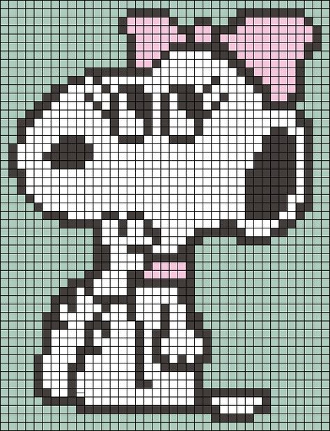 Peanuts Pixel Art, Snoopy Crochet Grid, Smiling Friends Pixel Art, Crochet Templates, 3d Beads, Pixel Grid, Crochet Grid, Hamma Beads, 3d Perler Bead