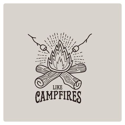 Vector illustration of the campfire logo vector illustration Campfire Silhouette, Campfire Logo, Campfire Illustration, Campfire Art, Poster Design Illustration, Camping Tattoo, Logo Mascot, Cannon Beach, A Logo