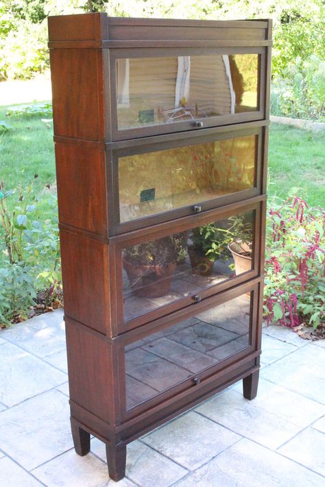 Antique Barrister Bookcase, All Glass Front Door, Glass Front Bookcase, Globe Wernicke, Antique Globe, Antique Office, Barrister Bookcase, Painting Wooden Furniture, Bookcase With Glass Doors